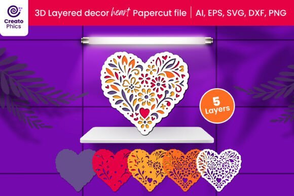 3D Layered Decorative Heart Papercut 123681670 Creativo Digital