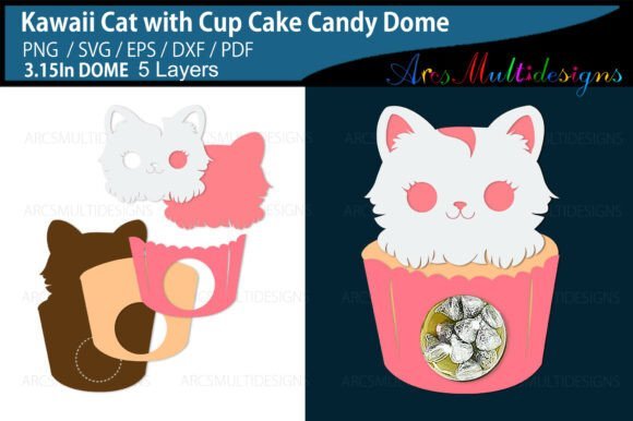 Kawaii Cat With Cupcake Candy 133206152 Creativo Digital