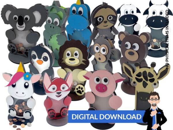 Juego De Alcancia Con Forma De Animalito Creativo Digital
