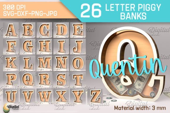 Paquete De Alcancia Con Letras Creativo Digital