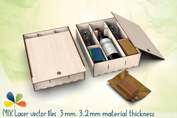 Caja De Vino Con Compartimentos Para Copas Y Aperitivos Creativo Digital