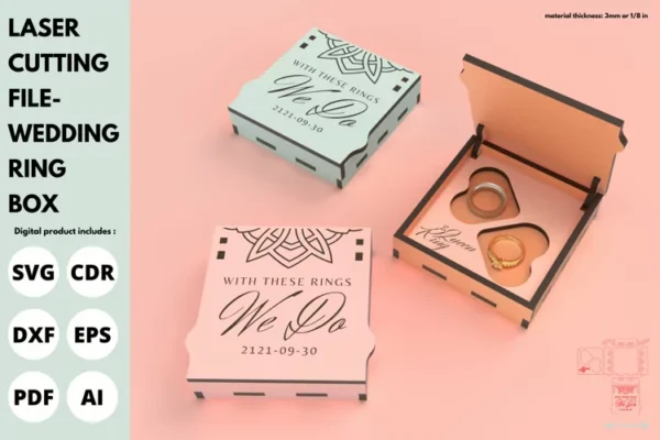 Caja Para Anillos De Boda De Rey Y Reina Creativo Digital