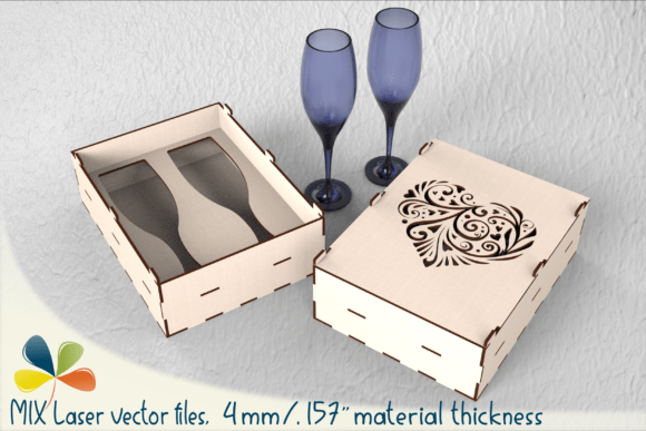 Caja Para Copas De Vino Con Diseno De Corazon Creativo Digital