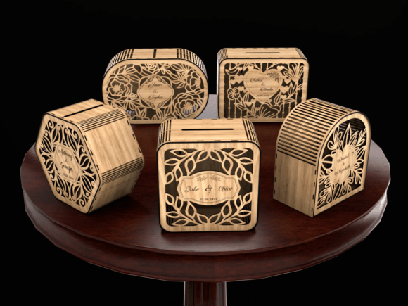 Elegantes Cajas Para Tarjetas De Boda Creativo Digital