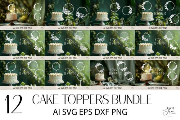 Paquete De Adornos Para Tarta De Boda Creativo Digital