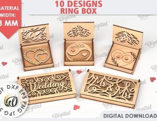 Paquete De Cajas Para Anillos De Boda Creativo Digital