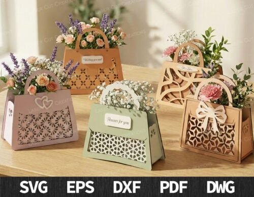Floral Handbag Flower Box Bundle SVG Laser Cuttings 142340900 Creativo Digital