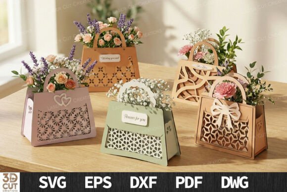 Floral Handbag Flower Box Bundle SVG Laser Cuttings 142340900 Creativo Digital