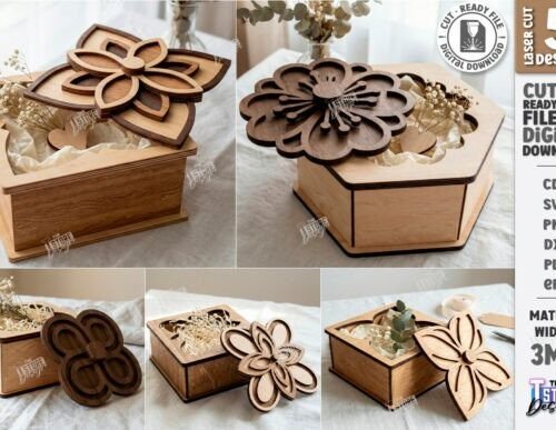 Flower Gift Boxes Laser Cut 142768232 Creativo Digital