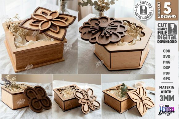 Flower Gift Boxes Laser Cut 142768232 Creativo Digital