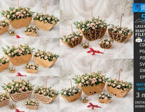 Umbrella Flower Boxes Laser Cut 146568039 Creativo Digital