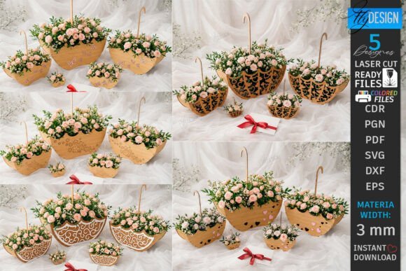 Umbrella Flower Boxes Laser Cut 146568039 Creativo Digital
