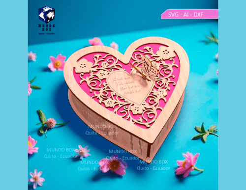 Caja Corazon Mariposa Creativo Digital
