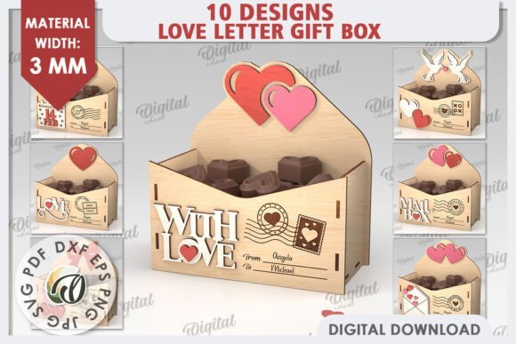 Paquete De Cajas De Regalo Con Letras De Amor Creativo Digital