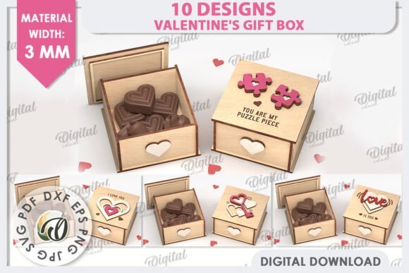 Paquete De Cajas De Regalo De San Valentin Creativo Digital
