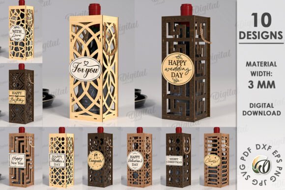 Paquete De Cajas De Regalo Para Botellas De Vino Creativo Digital