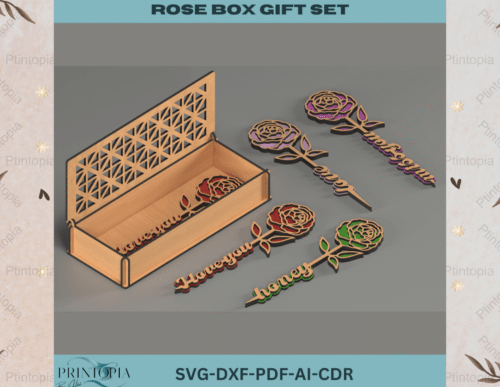 plantilla-de-caja-de-regalo-de-rosas-creativo-digital Plantilla De Caja De Regalo De Rosas Creativo Digital