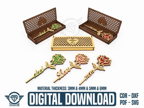 Rosa Con Caja Creativo Digital