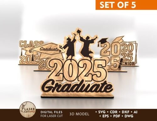 Juego De 5 Decoraciones De Graduacion Creativo Digital