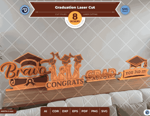 Juego De 8 Cortes Laser De Graduacion Creativo Digital