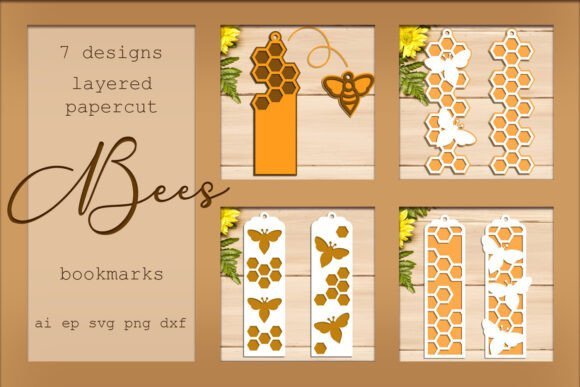 Marcadores De Abejas De Miel En Capas Creativo Digital