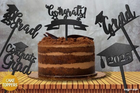 Paquete De Adornos Para Tarta De Graduacion De 2025 Creativo Digital