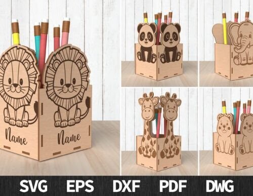 Paquete De Porta Lapices Con Forma De Animal Creativo Digital