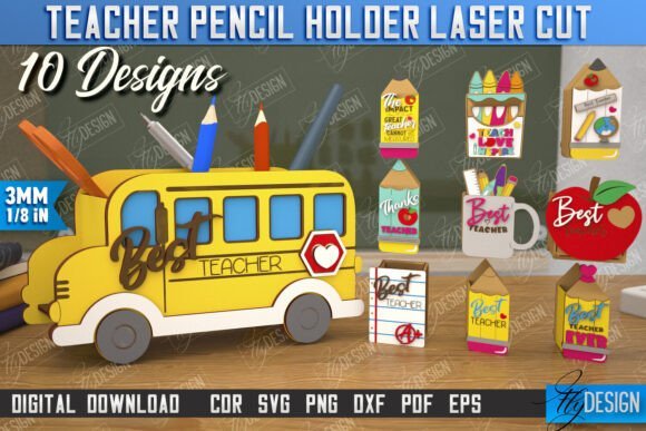 Paquete De Portalapices Para Profesores Creativo Digital