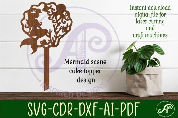 Adorno Para Tarta Con Escena De Sirena Creativo Digital
