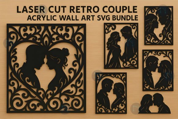 Arte De Pared De Pareja Retro Creativo Digital