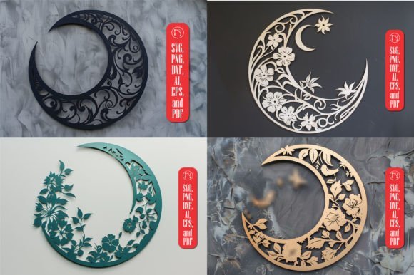 Arte De Pared Floral Luna Creativo Digital