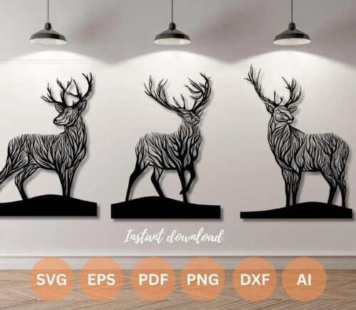 Ciervos Para Pared Creativo Digital