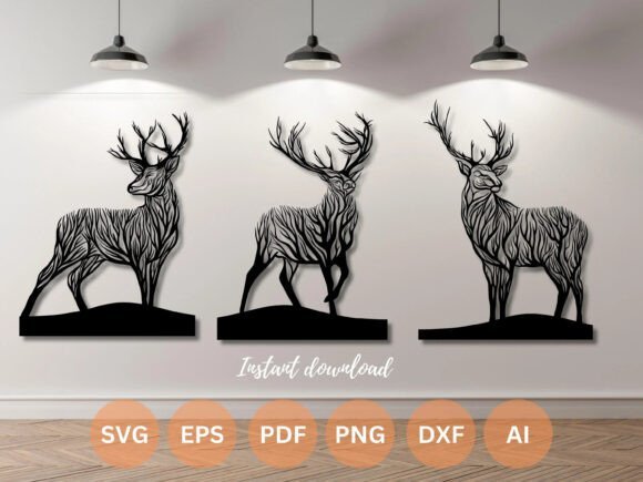 Ciervos Para Pared Creativo Digital
