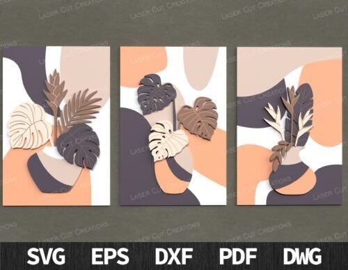 Conjunto De Arte De Pared Con Jarrones Bohemios De Monstera Creativo Digital