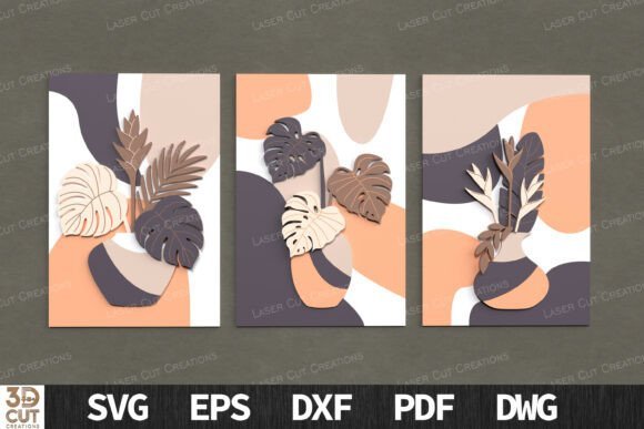 Conjunto De Arte De Pared Con Jarrones Bohemios De Monstera Creativo Digital