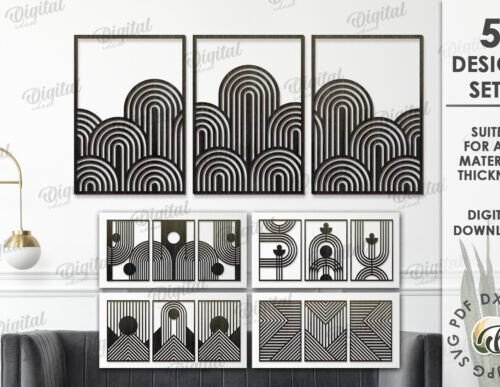 Conjuntos De Arte De Pared Geometrico Creativo Digital