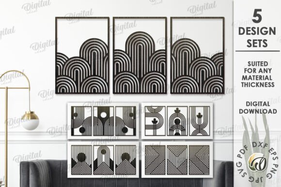 Conjuntos De Arte De Pared Geometrico Creativo Digital