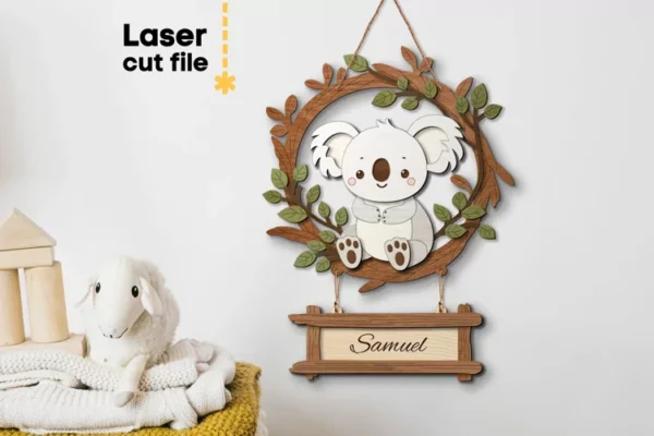 Corona De Koala Con Nombre De Bebe Creativo Digital