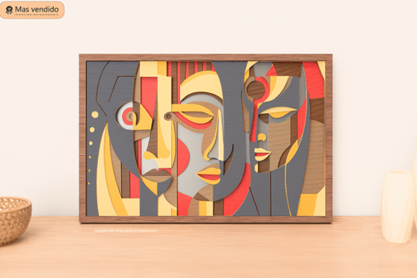 Cuadro Abstracto De Caras De Arte Multicapa Creativo Digital