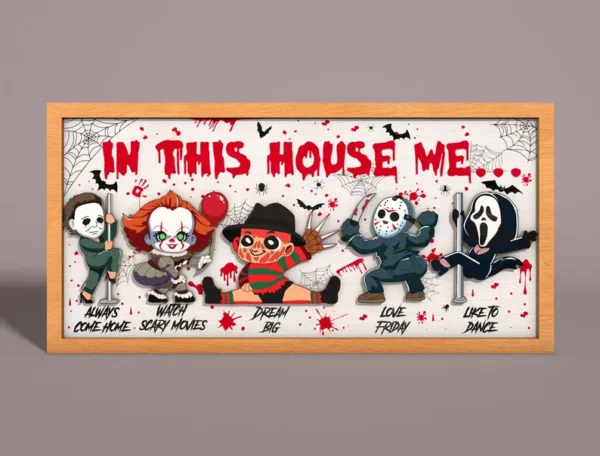 Cuadro Con Marco De Halloween De Personaje De Terror Creativo Digital