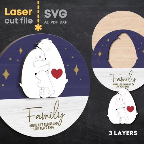 Cuadro De Familia De Osos 2 Creativo Digital