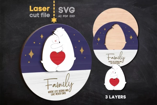 Cuadro De Familia De Osos 3 Creativo Digital