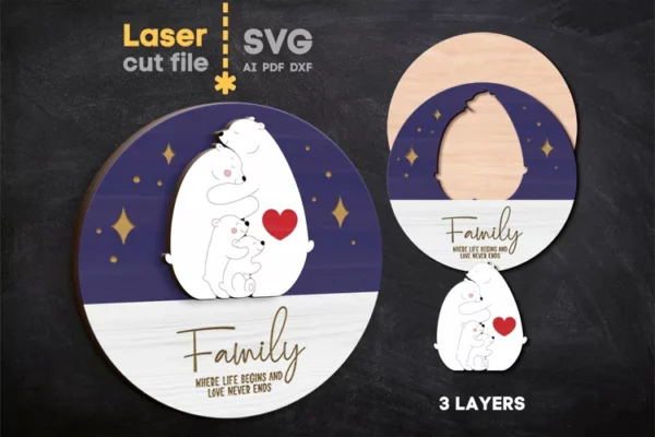 Cuadro De Familia De Osos Creativo Digital