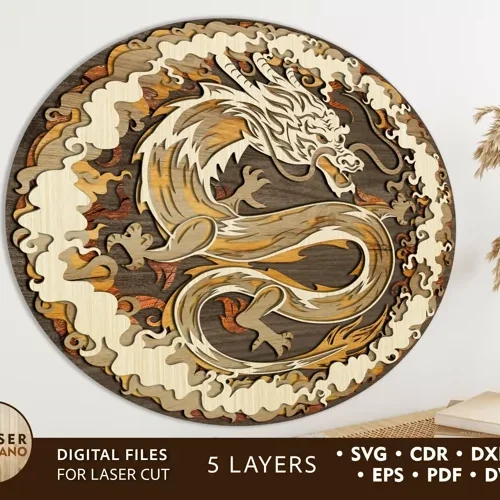 Cuadro Multicapas Dragon Chino Creativo Digital