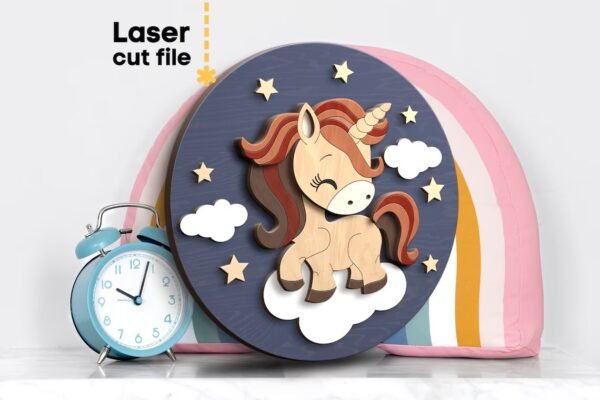 Cuadro Multicapas Unicornio Creativo Digital