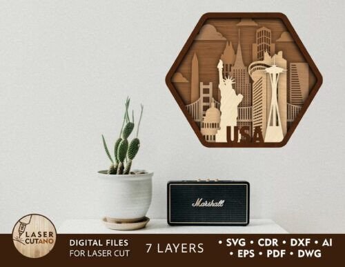 Cuadro Pared De Estados Unidos Creativo Digital