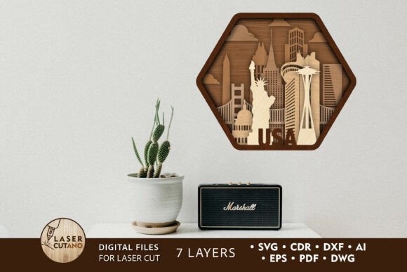 Cuadro Pared De Estados Unidos Creativo Digital