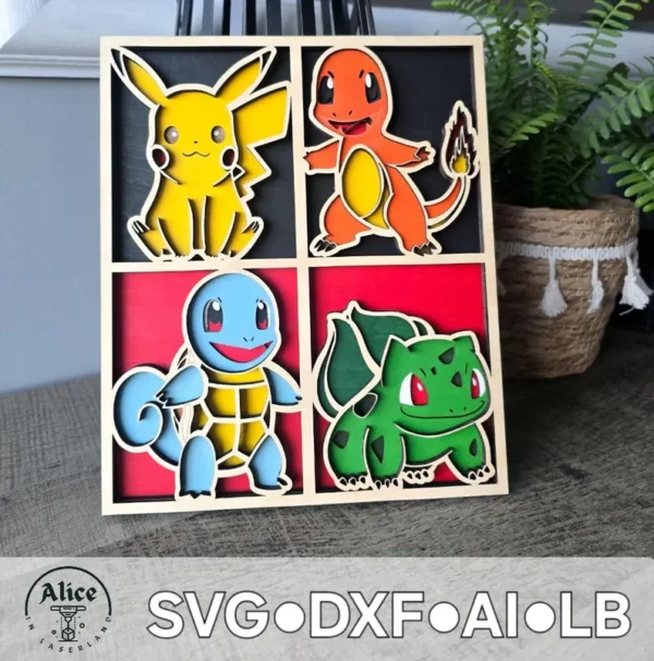Cuadro Pokemon En Capas 3d Creativo Digital