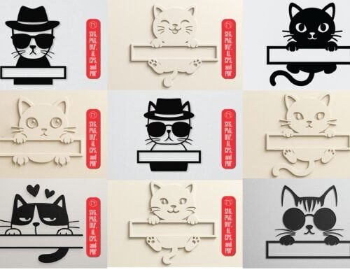 Paquete De Monograma De Gato Creativo Digital