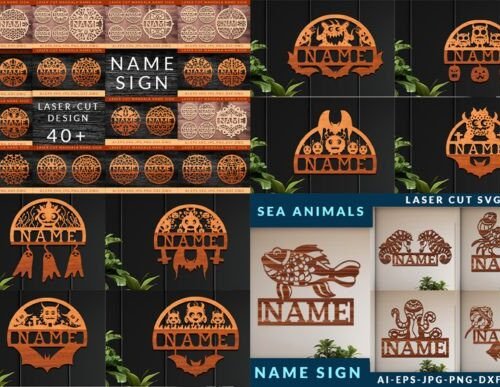 Paquete Letrero Con Nombre Creativo Digital